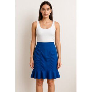 Anthropologie HD Paris Size 4 Blue Winnow Trumpet Tulip Peplum Skirt Officecore